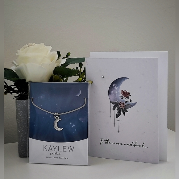 Kaylew Creative Jewelry - Moon Necklace with Mini Notecard Set